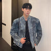 Crinkle Spray-Paint Denim Zip Jacket