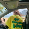 Short-Sleeved Cotton Yellow Fit Style Street T-Shirt