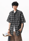 Mens Summer Plaid Oversized Casual Top