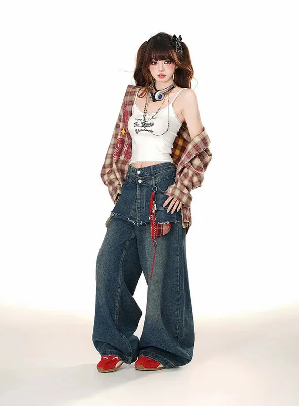 Women Popular Mosaic Bell Leg Denim