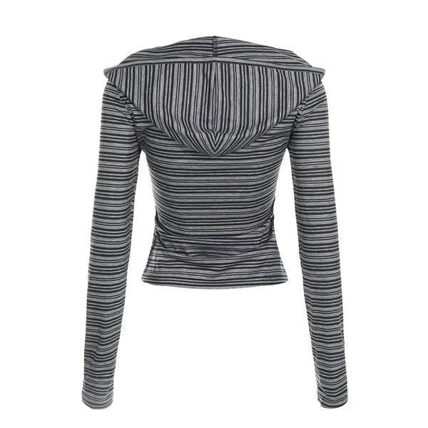 Fitted Striped Long Sleeve Sweatshirt alternatif görünüm