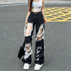 Elevated High-Rise Torn Dark Denim