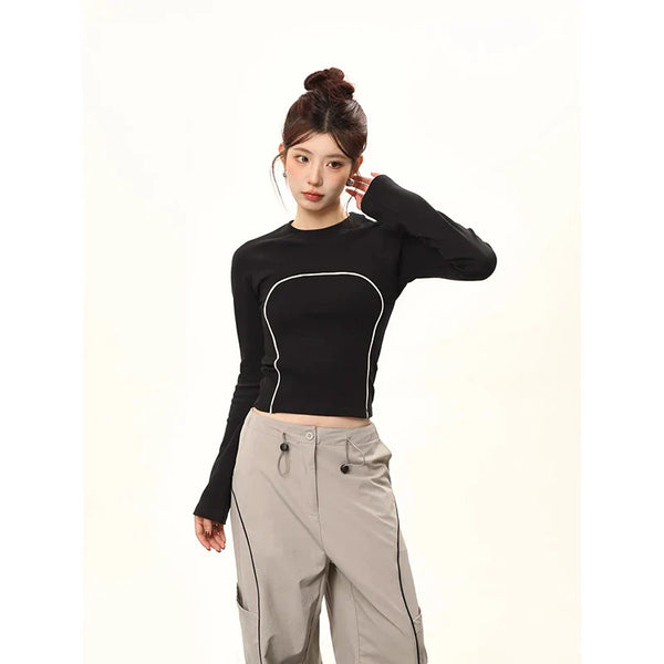 Horizontal-Lines Contour Women's T-Shirt alternatif görünüm