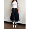 Women Timeless Wide Leg Raw Edged Denim Shorts