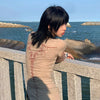 Throwback Raw-Edge Aesthetics Irregular Knitted T-Shirt