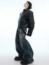 Metal chain decorate loose wide Leg Denim