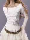 Digital-Age Lace Patch Slim Fit T-Shirt