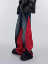 Metro Red Mosaic Relaxed Bell Leg Denim