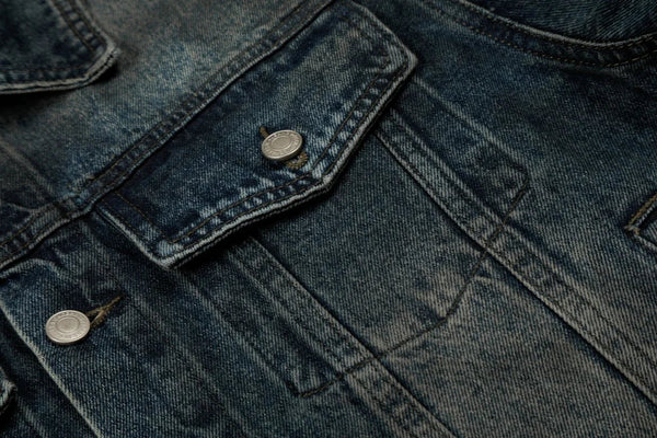 2000s Faded Single-Breasted Washed Denim Jacket alternatif görünüm