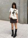 Women Back-In-Time Aged Letter Print Slim Fit T-Shirt