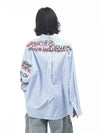 Contrast Letter Stripe Autumn Shirt