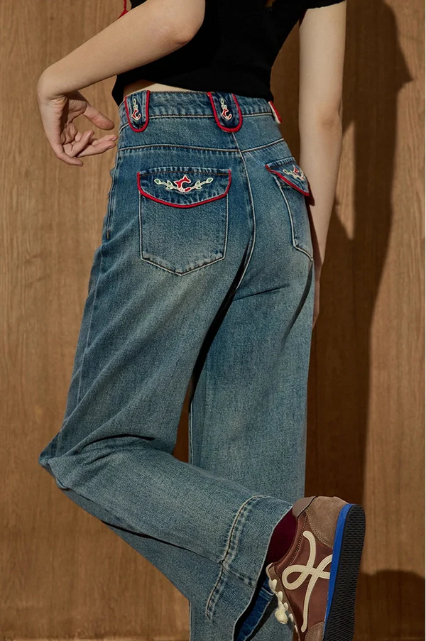 Signature Rinse Stitched High-Rise Denim alternatif görünüm