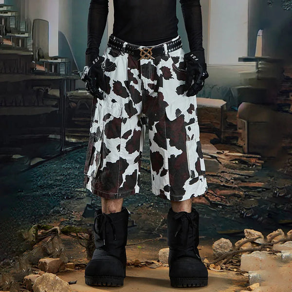 Lightweight Woodland Printed Straight Denim Shorts