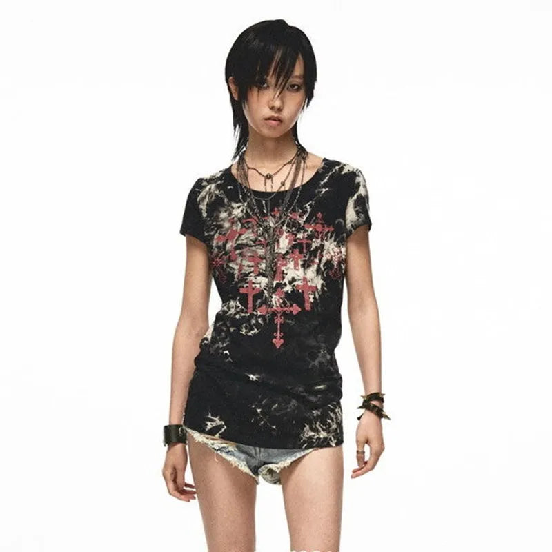 Dirty-Art Aesthetics Tattoo Print T-Shirt