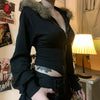 Dark Autumn Winter Faux Fur Sweatshirt