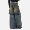 Durable Torn Fake Two Piece Bell Leg Denim