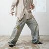 Western High Street 3D Print Bell Leg Denim