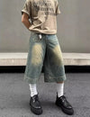 Wide Leg Hip-Hop Baskılı Jean Şort, stil görünüm — Navra Wear