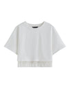 Waist Cropped Spliced Lace Chic T-Shirt