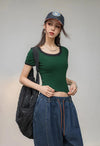 O-Neck Slim Color Contrasting T-Shirt