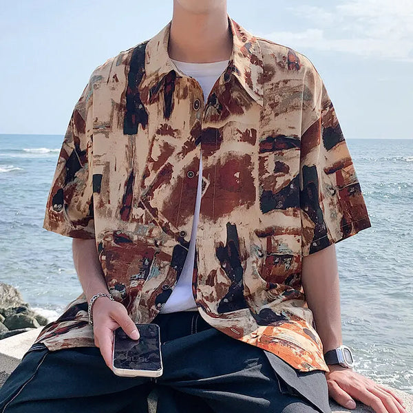 Ice Silk Print Breezy Casual Top alternatif görünüm