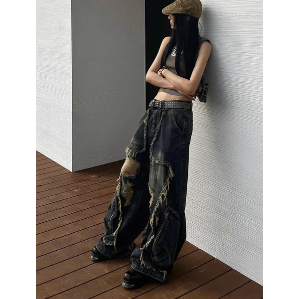2000s Women Heritage Blue Dark Utility Denim alternatif görünüm