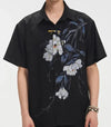 Black Print Polished Lapel Shirt