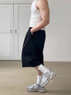Soft Gray Relaxed Casual Drawstring Denim Shorts