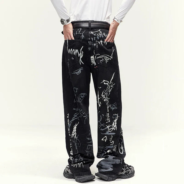 Western Style Graphic Print Relaxed Classic Denim alternatif görünüm