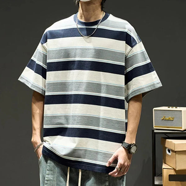 Men's Bar-Print Hip Hop Short Sleeve T-Shirt