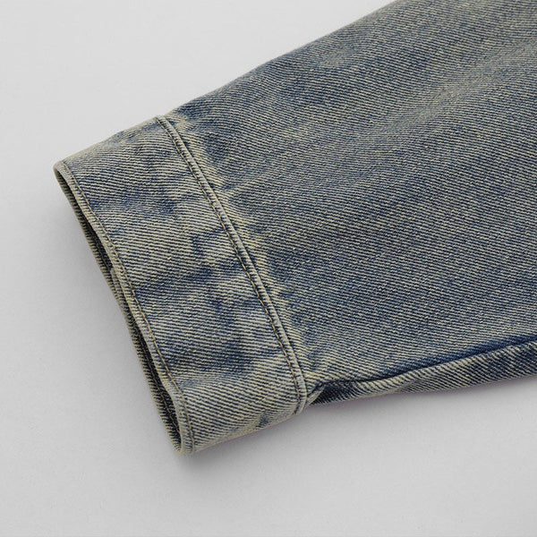 Oversized Faded Solid Denim Jacket alternatif görünüm