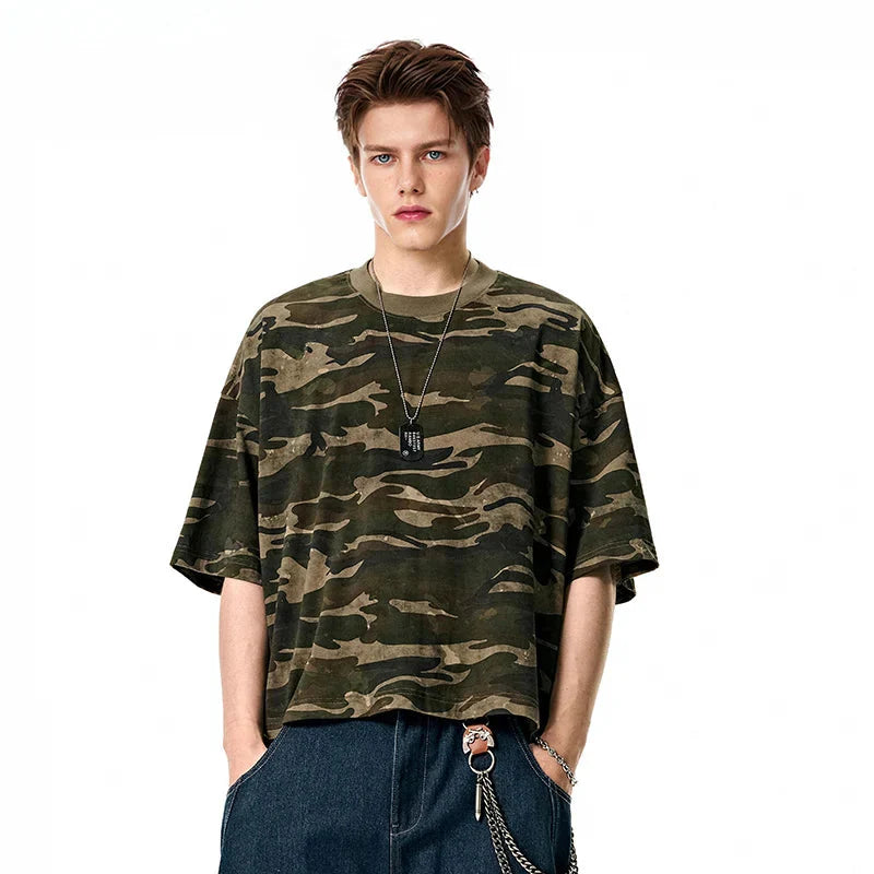 Urban Field-Pattern Boxy-Fit T-Shirt