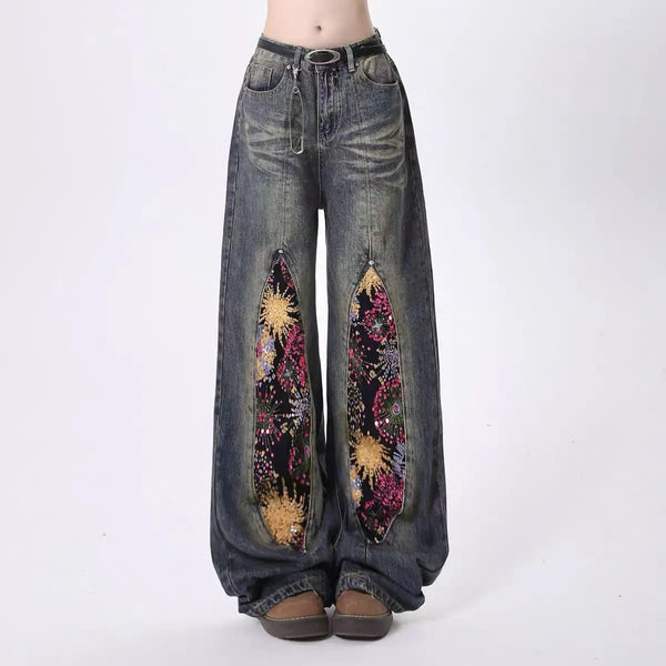 Western High Street Firework Beads Denim alternatif görünüm