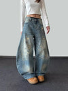Women Heritage Blue Paint Paint Wide Denim