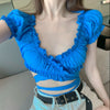 Wrap Cut-Out Ruffled Top