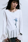 Yedinas Spliced Noir-Edge Visual Long T-Shirt
