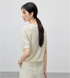 Neck Round Argyle Knit Soft T-Shirt