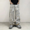 Wide Leg Grafiti Baskılı Pantolon, yakın çekim — Navra Wear