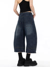 Heritage Wash Wide Leg Barrel Denim Shorts