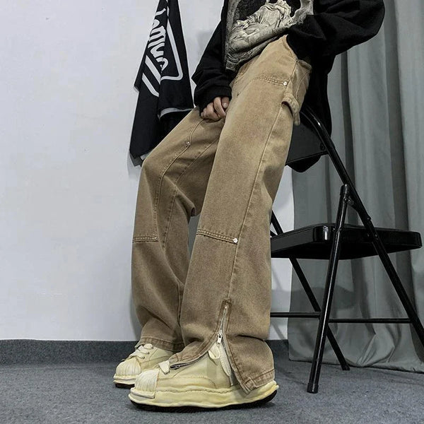 Rivet Split Straight Trousers