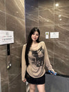 Nine-Lives Designed Print Long Sleeve T-Shirt
