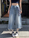 2000s Mosaic Tie Faded Denim Shorts