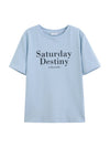 Women Frosted Blue Patterned Cotton Short-Sleeved T-Shirt