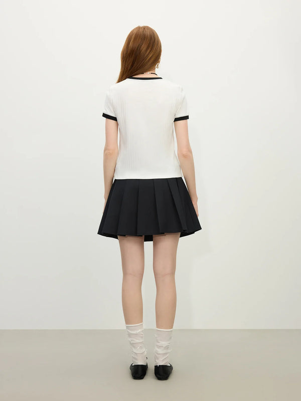 Women Concrete-Jungle Color Block Crewneck Ribbed T-Shirt alternatif görünüm