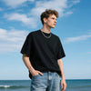 Minimalist Cotton Shoulder Drop Black T-Shirt