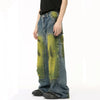 Vintage Baggy Batik Desenli Jean Pantolon, yakın çekim — Navra Wear