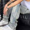 Vintage Baggy Hip-Hop Baskılı Jean Pantolon, yakın çekim — Navra Wear