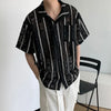 Open Mesh Stripe Essential Woven Top