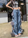Butter-Smooth Botanical Bell Leg High-Rise Denim