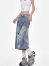 Boyfriend Graphic Torn Sleek Denim Shorts